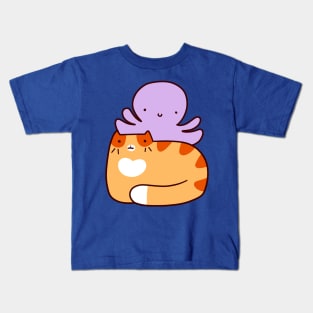 Orange Tabby and Octopus Kids T-Shirt